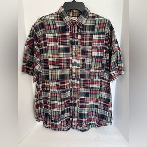 Krazy  Kat madras plaid short sleeve button down men’s size L